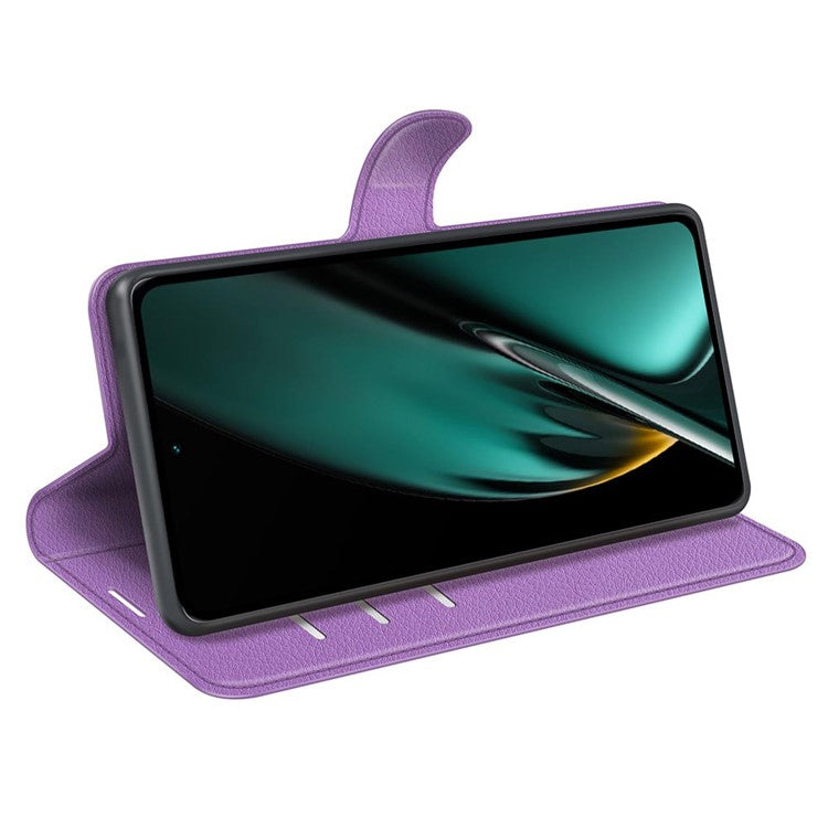 Phone Case For Oppo K11 5G Wallet Litchi Texture Shell Anti-Scratch Stand PU Leather Phone Cover - Purple