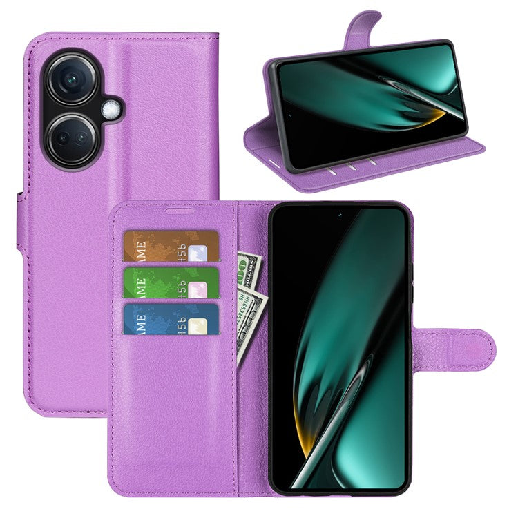 Phone Case For Oppo K11 5G Wallet Litchi Texture Shell Anti-Scratch Stand PU Leather Phone Cover - Purple