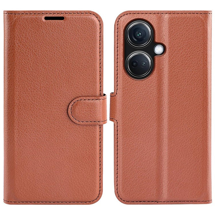Phone Case For Oppo K11 5G Wallet Litchi Texture Shell Anti-Scratch Stand PU Leather Phone Cover - Brown