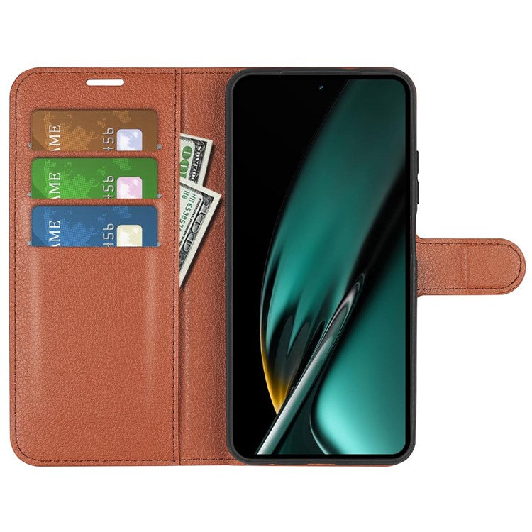 Phone Case For Oppo K11 5G Wallet Litchi Texture Shell Anti-Scratch Stand PU Leather Phone Cover - Brown