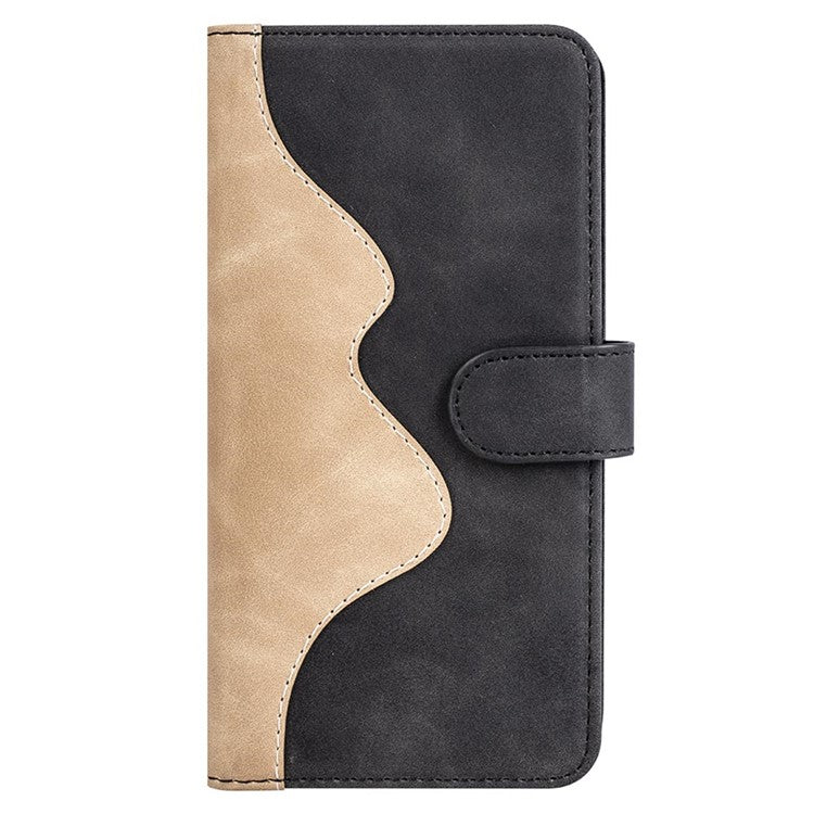PU Leather Wallet Cover for Oppo K11 5G Dual-color Splicing Foldable Stand Phone Case - Black
