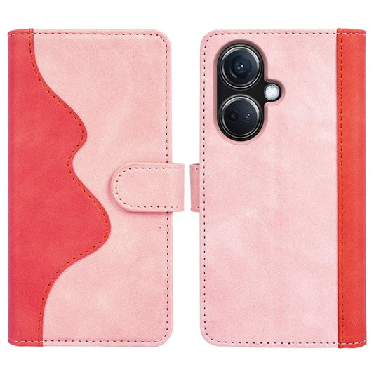 PU Leather Wallet Cover for Oppo K11 5G Dual-color Splicing Foldable Stand Phone Case - Pink