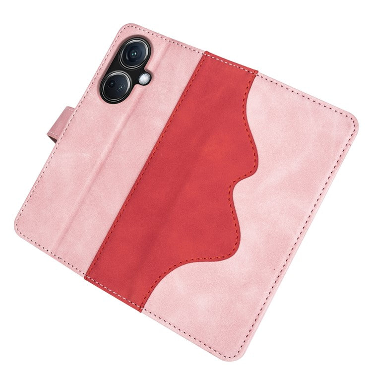 PU Leather Wallet Cover for Oppo K11 5G Dual-color Splicing Foldable Stand Phone Case - Pink
