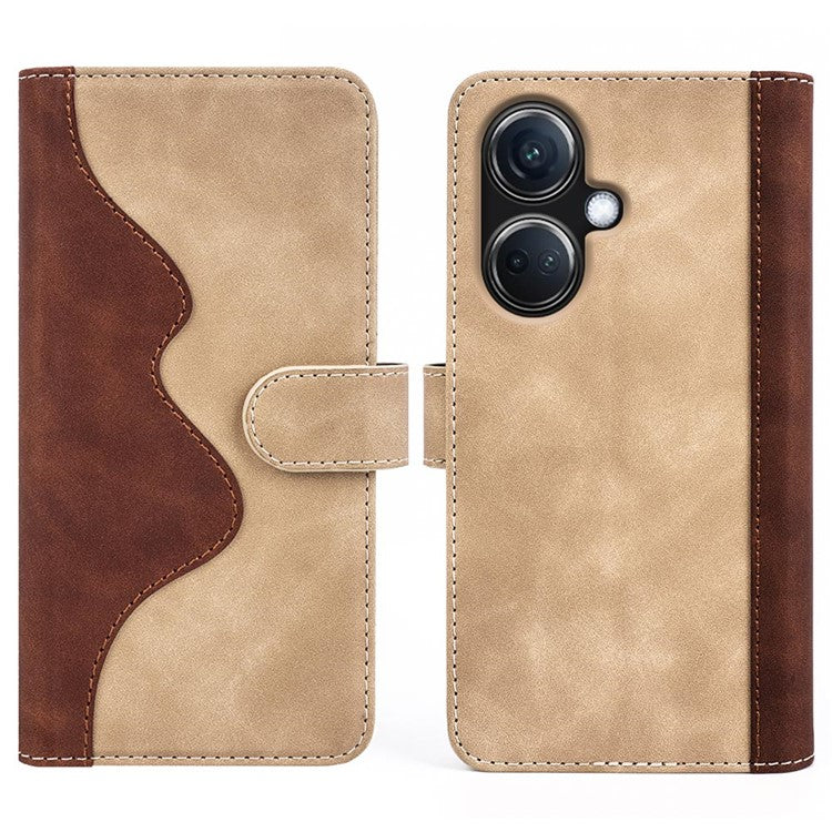 PU Leather Wallet Cover for Oppo K11 5G Dual-color Splicing Foldable Stand Phone Case - Yellow