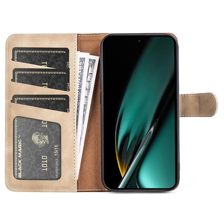 PU Leather Wallet Cover for Oppo K11 5G Dual-color Splicing Foldable Stand Phone Case - Yellow