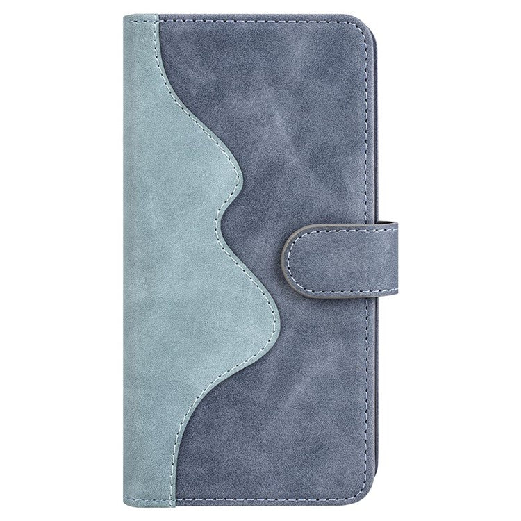 PU Leather Wallet Cover for Oppo K11 5G Dual-color Splicing Foldable Stand Phone Case - Blue
