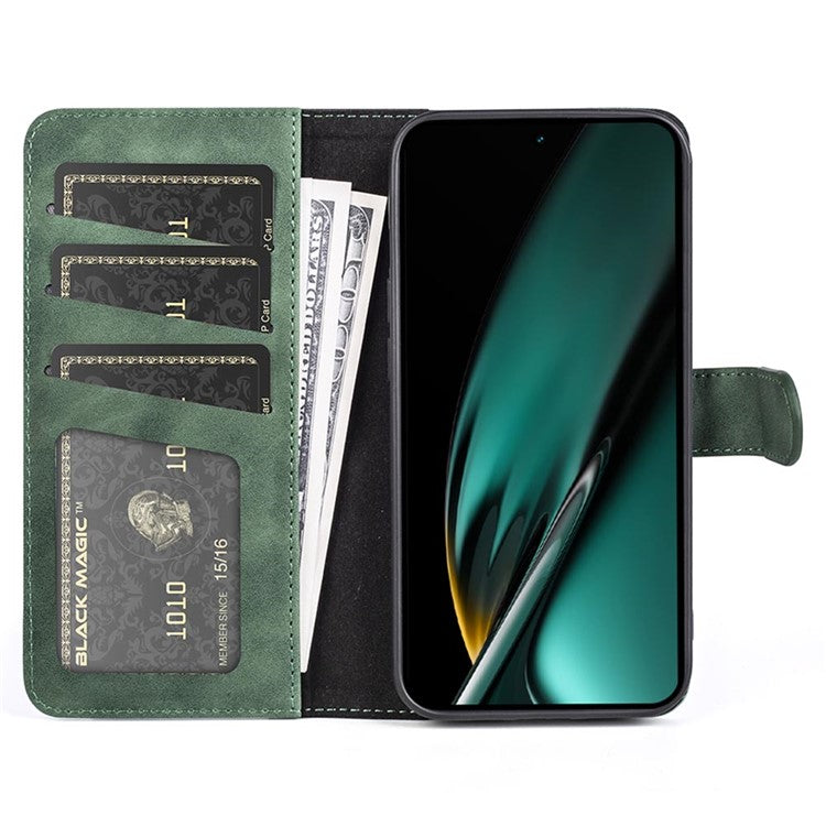 PU Leather Wallet Cover for Oppo K11 5G Dual-color Splicing Foldable Stand Phone Case - Green
