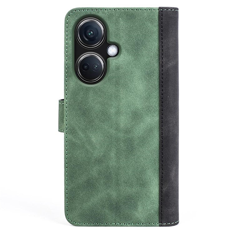 PU Leather Wallet Cover for Oppo K11 5G Dual-color Splicing Foldable Stand Phone Case - Green