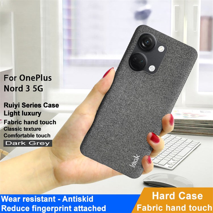 IMAK Ruiyi Series for OnePlus Ace 2V / Nord 3 5G PU Leather Coated PC Case Cloth Texture Phone Cover - Dark Grey
