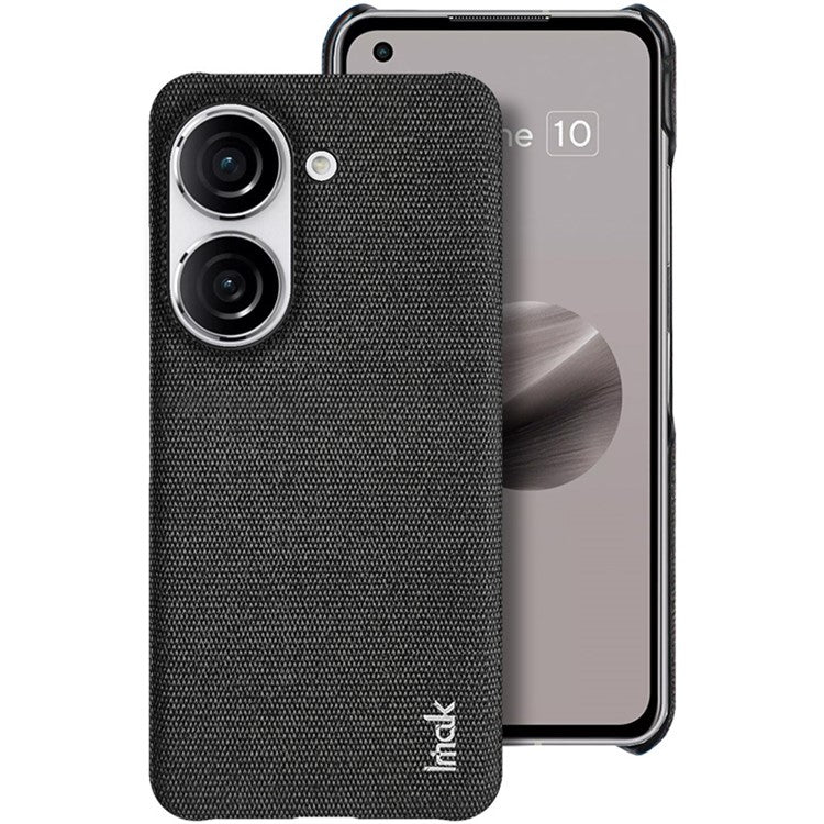 IMAK Ruiyi Series for Asus Zenfone 9 5G / Zenfone 10 5G Cloth Texture Phone Case PU Leather Coated PC Cover - Black