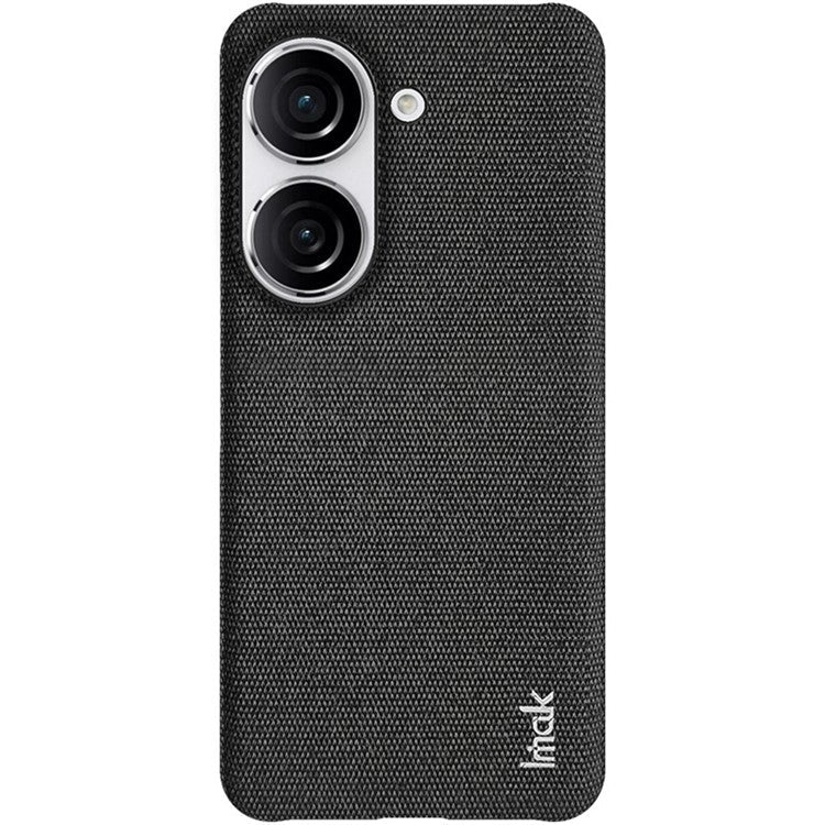 IMAK Ruiyi Series for Asus Zenfone 9 5G / Zenfone 10 5G Cloth Texture Phone Case PU Leather Coated PC Cover - Black