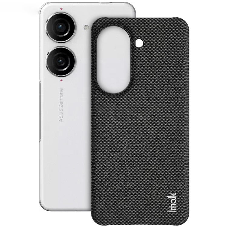 IMAK Ruiyi Series for Asus Zenfone 9 5G / Zenfone 10 5G Cloth Texture Phone Case PU Leather Coated PC Cover - Black