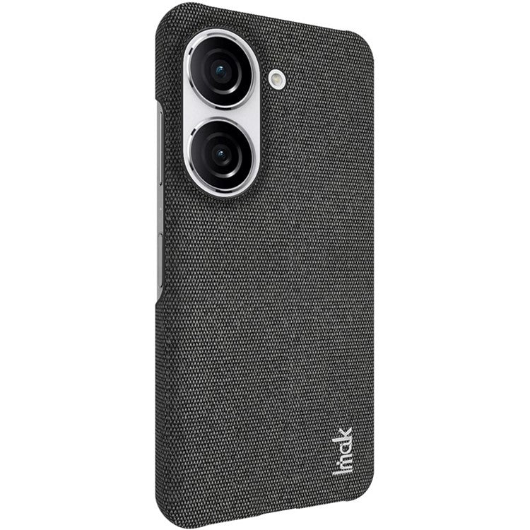 IMAK Ruiyi Series for Asus Zenfone 9 5G / Zenfone 10 5G Cloth Texture Phone Case PU Leather Coated PC Cover - Black