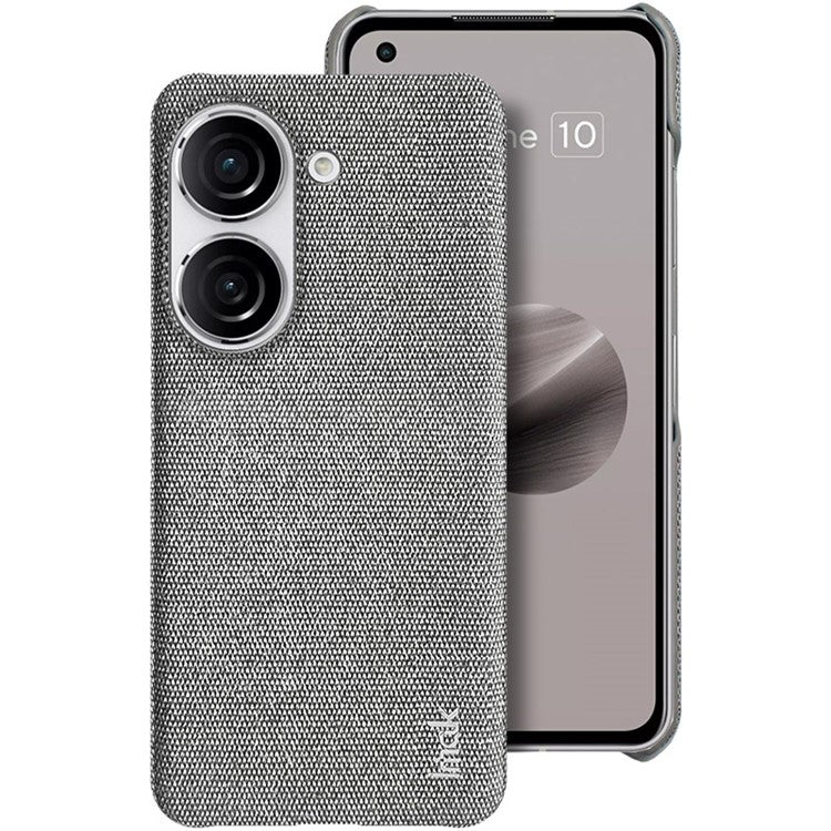 IMAK Ruiyi Series for Asus Zenfone 9 5G / Zenfone 10 5G Cloth Texture Phone Case PU Leather Coated PC Cover - Light Grey