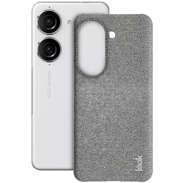 IMAK Ruiyi Series for Asus Zenfone 9 5G / Zenfone 10 5G Cloth Texture Phone Case PU Leather Coated PC Cover - Light Grey
