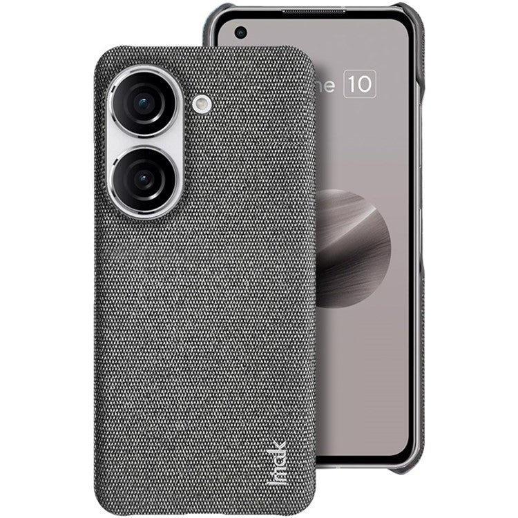 IMAK Ruiyi Series for Asus Zenfone 9 5G / Zenfone 10 5G Cloth Texture Phone Case PU Leather Coated PC Cover - Dark Grey