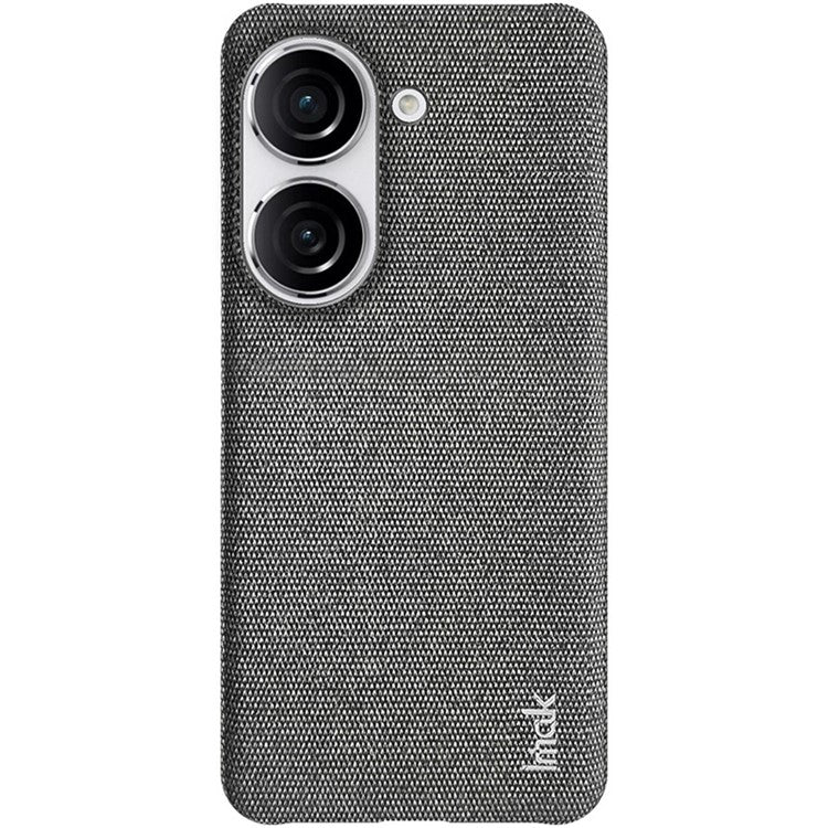 IMAK Ruiyi Series for Asus Zenfone 9 5G / Zenfone 10 5G Cloth Texture Phone Case PU Leather Coated PC Cover - Dark Grey