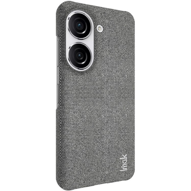 IMAK Ruiyi Series for Asus Zenfone 9 5G / Zenfone 10 5G Cloth Texture Phone Case PU Leather Coated PC Cover - Dark Grey