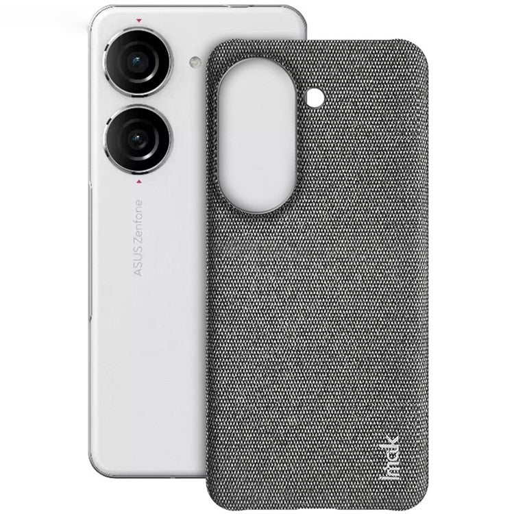 IMAK Ruiyi Series for Asus Zenfone 9 5G / Zenfone 10 5G Cloth Texture Phone Case PU Leather Coated PC Cover - Dark Grey