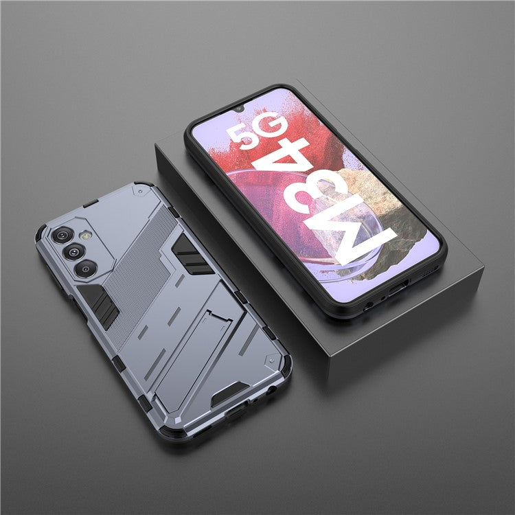 For Samsung Galaxy F34 5G / M34 5G Anti-Drop Phone Case PC+TPU Back Cover with Kickstand - Grey