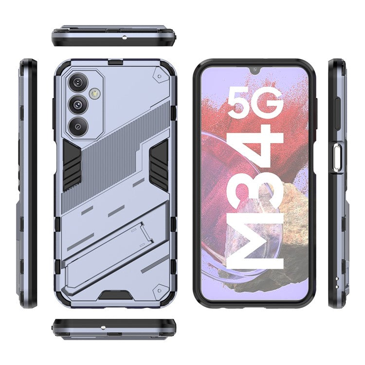 For Samsung Galaxy F34 5G / M34 5G Anti-Drop Phone Case PC+TPU Back Cover with Kickstand - Grey