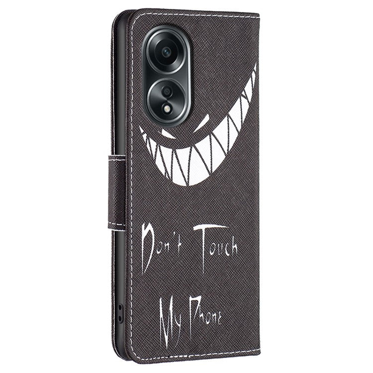 Wallet Phone Case for Oppo A58 4G / A98 5G Stand Pattern Printing PU Leather Flip Phone Cover - Don't Touch My Phone