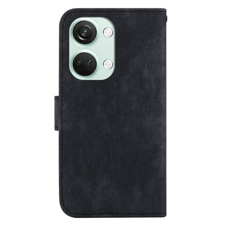PU Leather Flip Protective Case for OnePlus Nord 3 5G / Ace 2V , Tiger Pattern Imprinted Wallet Stand Phone Cover - Black