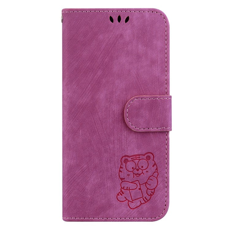 PU Leather Flip Protective Case for OnePlus Nord 3 5G / Ace 2V , Tiger Pattern Imprinted Wallet Stand Phone Cover - Rose