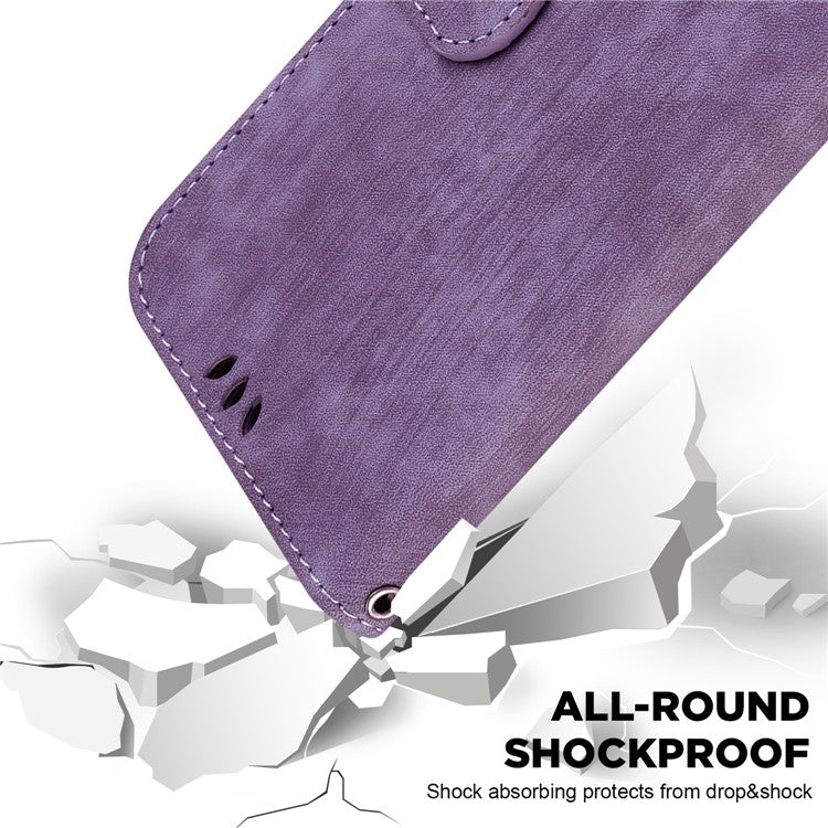 PU Leather Flip Protective Case for OnePlus Nord 3 5G / Ace 2V , Tiger Pattern Imprinted Wallet Stand Phone Cover - Purple