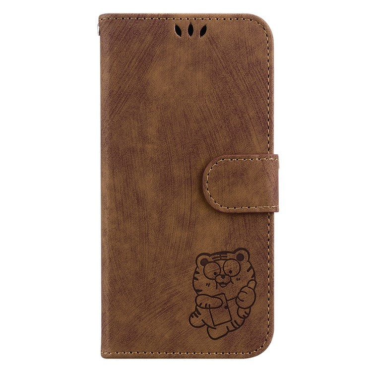 For OnePlus 11 5G PU Leather Folio Flip Case Tiger Pattern Imprinted Stand Wallet Phone Cover - Brown