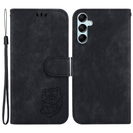 PU Leather Wallet Case for Samsung Galaxy M54 5G / F54 5G , Tiger Pattern Imprinted Stand Phone Cover - Black