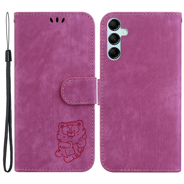 PU Leather Wallet Case for Samsung Galaxy M54 5G / F54 5G , Tiger Pattern Imprinted Stand Phone Cover - Rose