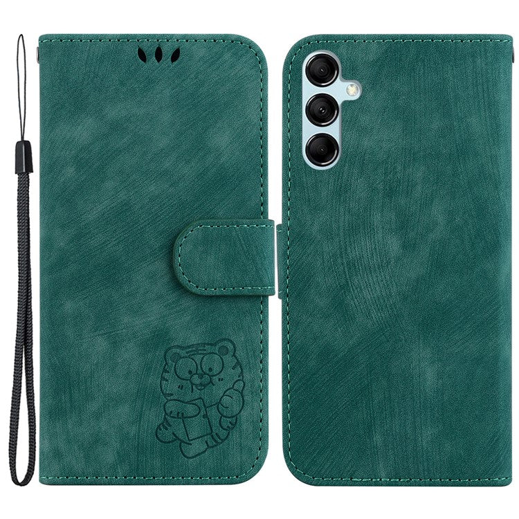 PU Leather Wallet Case for Samsung Galaxy M54 5G / F54 5G , Tiger Pattern Imprinted Stand Phone Cover - Green