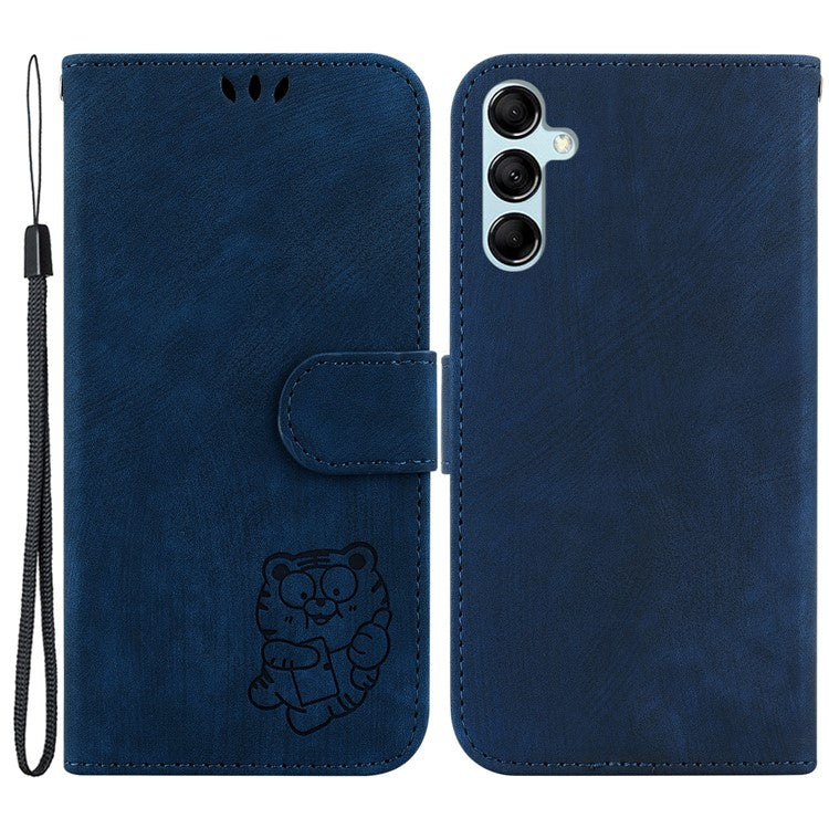 PU Leather Wallet Case for Samsung Galaxy M54 5G / F54 5G , Tiger Pattern Imprinted Stand Phone Cover - Dark Blue