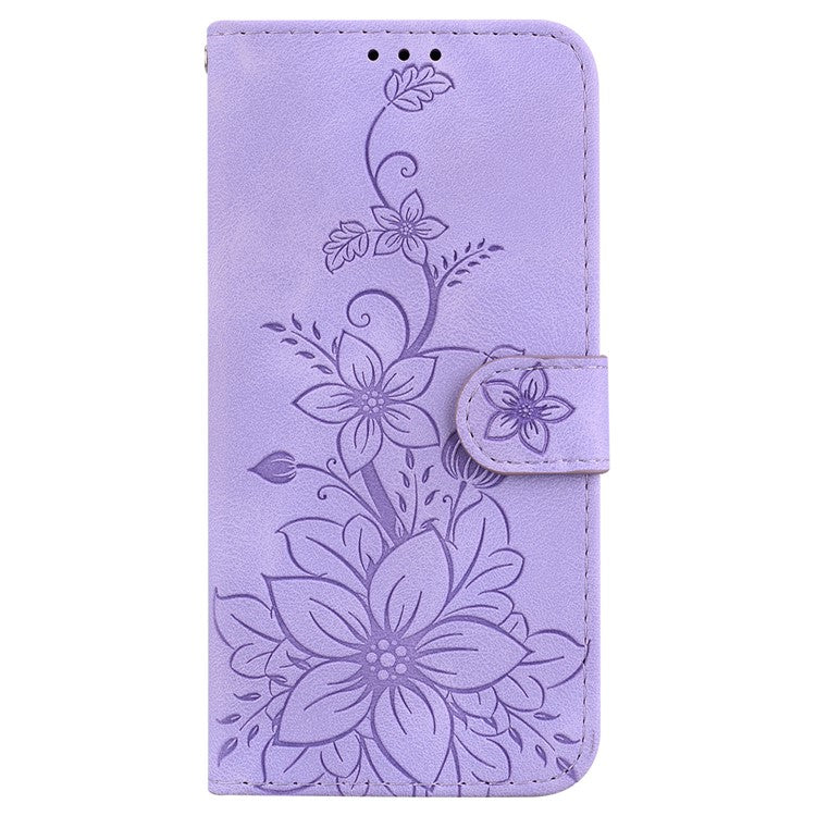 For OnePlus Nord 3 5G / Ace 2V Stand Wallet Phone Case Imprinted Lily Flower Leather Phone Cover - Purple