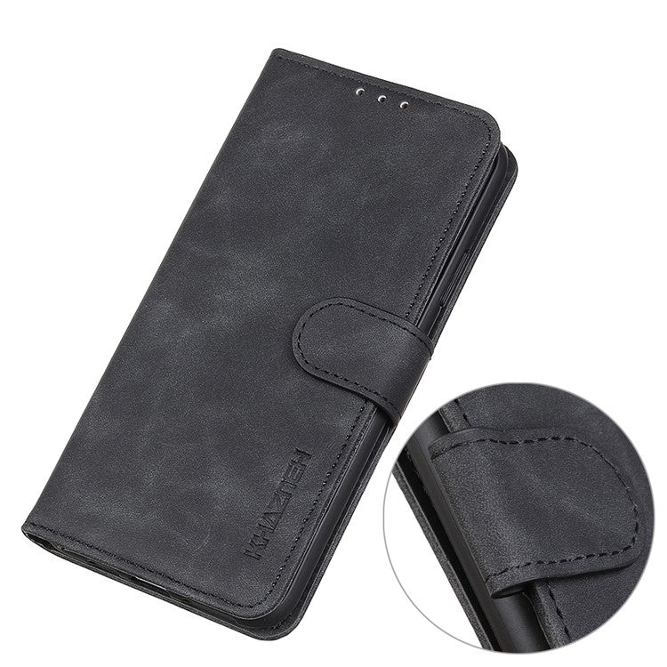KHAZNEH Phone Case For Oppo A58 4G , Retro Texture PU Leather Stand Wallet Phone Cover - Black
