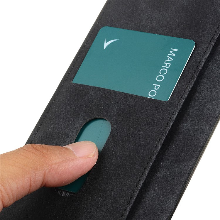 KHAZNEH Phone Case For Oppo A58 4G , Retro Texture PU Leather Stand Wallet Phone Cover - Black