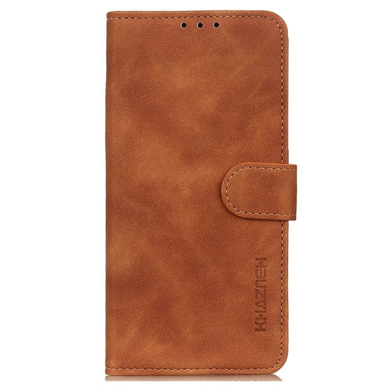 KHAZNEH Phone Case For Oppo A58 4G , Retro Texture PU Leather Stand Wallet Phone Cover - Brown