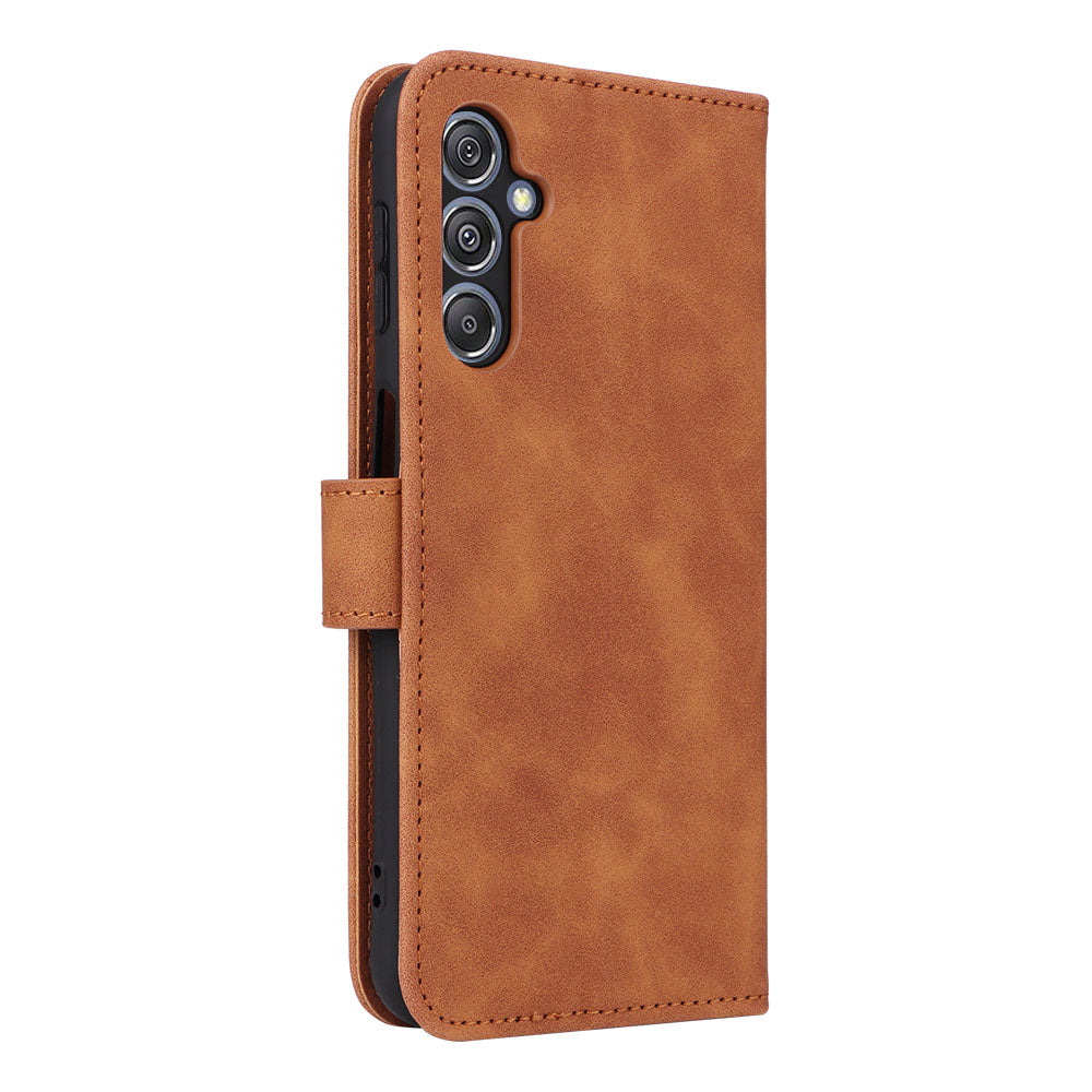 For Samsung Galaxy F34 5G / M34 5G Stand Skin-touch Phone Case Wallet PU Leather Full Protection Phone Cover - Brown