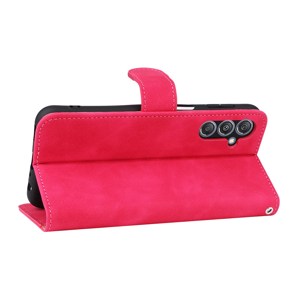 For Samsung Galaxy F34 5G / M34 5G Stand Skin-touch Phone Case Wallet PU Leather Full Protection Phone Cover - Rose