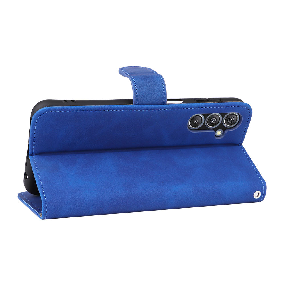 For Samsung Galaxy F34 5G / M34 5G Stand Skin-touch Phone Case Wallet PU Leather Full Protection Phone Cover - Blue