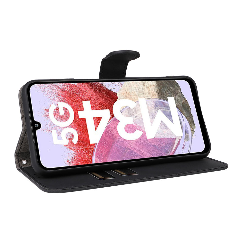 For Samsung Galaxy F34 5G / M34 5G Stand Skin-touch Phone Case Wallet PU Leather Full Protection Phone Cover - Black