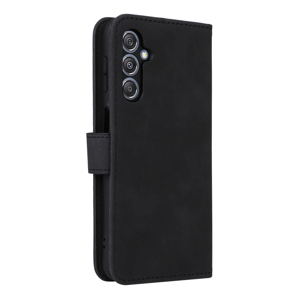 For Samsung Galaxy F34 5G / M34 5G Stand Skin-touch Phone Case Wallet PU Leather Full Protection Phone Cover - Black