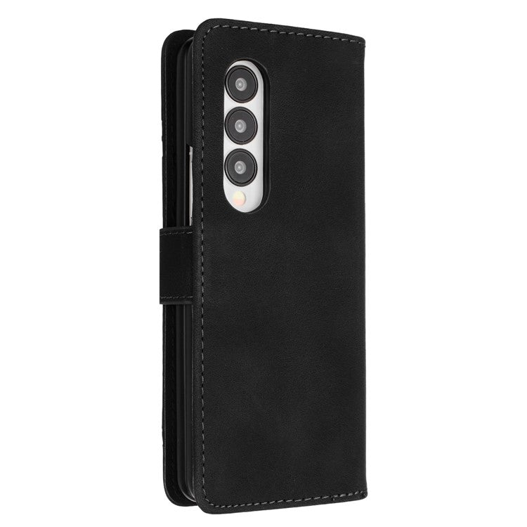 YX0040 For Samsung Galaxy Z Fold4 5G PU Leather+PC Card Holder Case Imprinted Phone Cover - Black