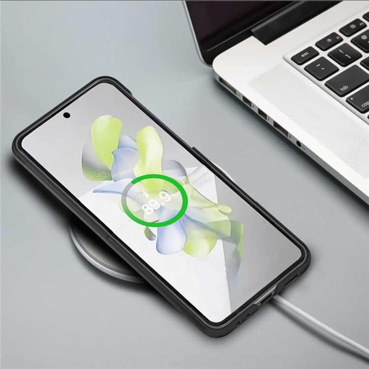 For Samsung Galaxy Z Flip5 5G Hard PC Folding Phone Case Anti-scratch Solid Color Phone Cover - Green
