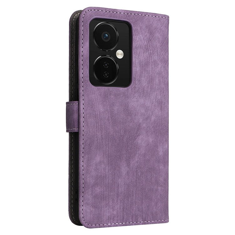For OnePlus Nord CE3 5G / Oppo K11 5G RFID Blocking Cell Phone Case Leather Wallet Stand Cover with Strap - Purple