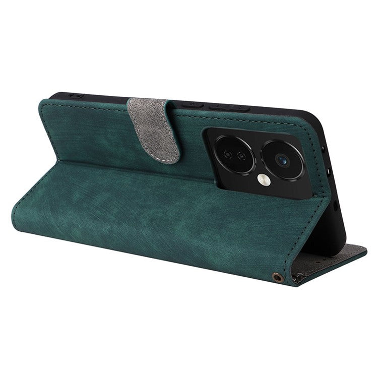For OnePlus Nord CE3 5G / Oppo K11 5G RFID Blocking Cell Phone Case Leather Wallet Stand Cover with Strap - Green