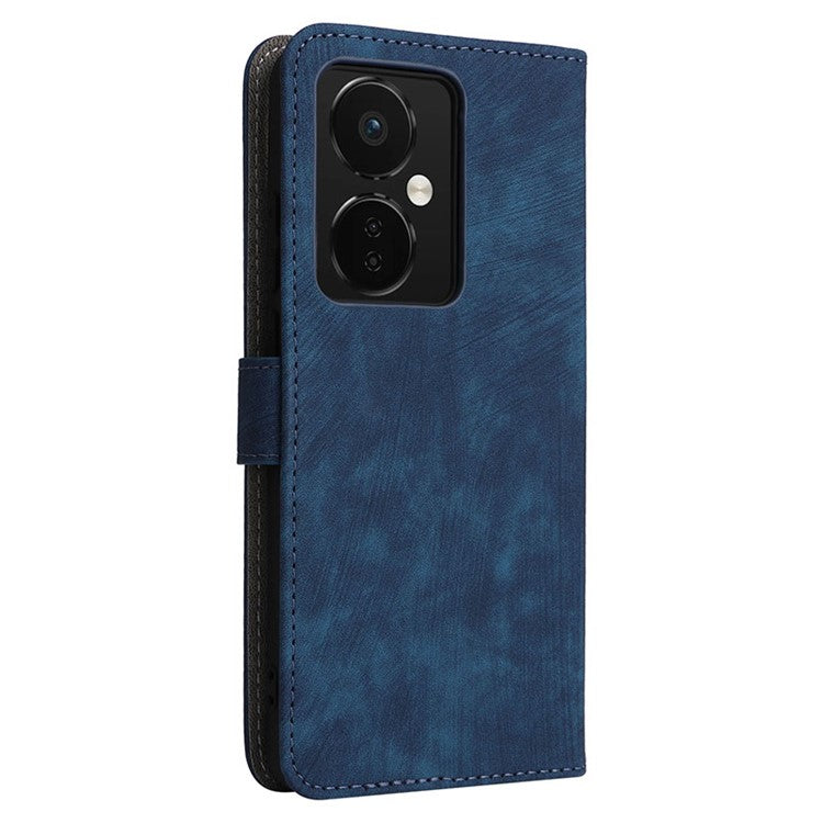 For OnePlus Nord CE3 5G / Oppo K11 5G RFID Blocking Cell Phone Case Leather Wallet Stand Cover with Strap - Blue