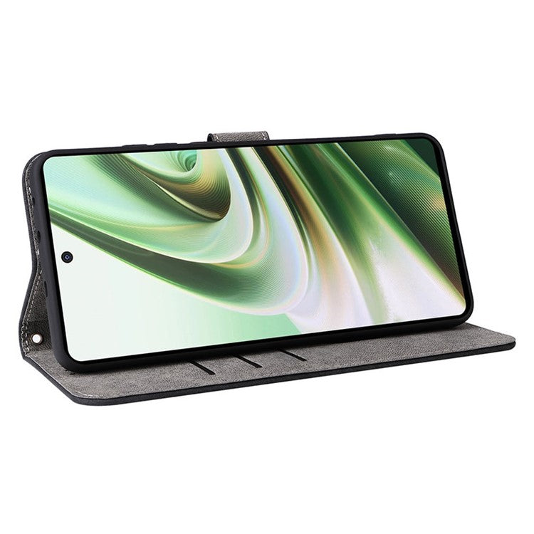 For OnePlus Nord CE3 5G / Oppo K11 5G RFID Blocking Cell Phone Case Leather Wallet Stand Cover with Strap - Black