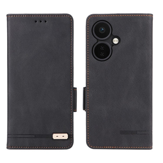 For OnePlus Nord CE3 5G Hardware Decor Phone Case PU Leather Wallet Stand Anti-drop Cover - Black